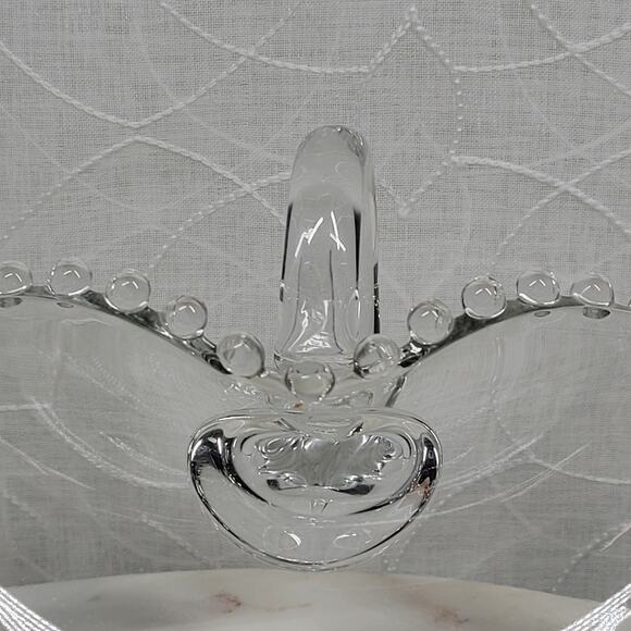 Vintage Imperial Candlewick Hobnail Heart Bowl 9" Clear Glass Handle Bread Candy - Picture 6 of 16